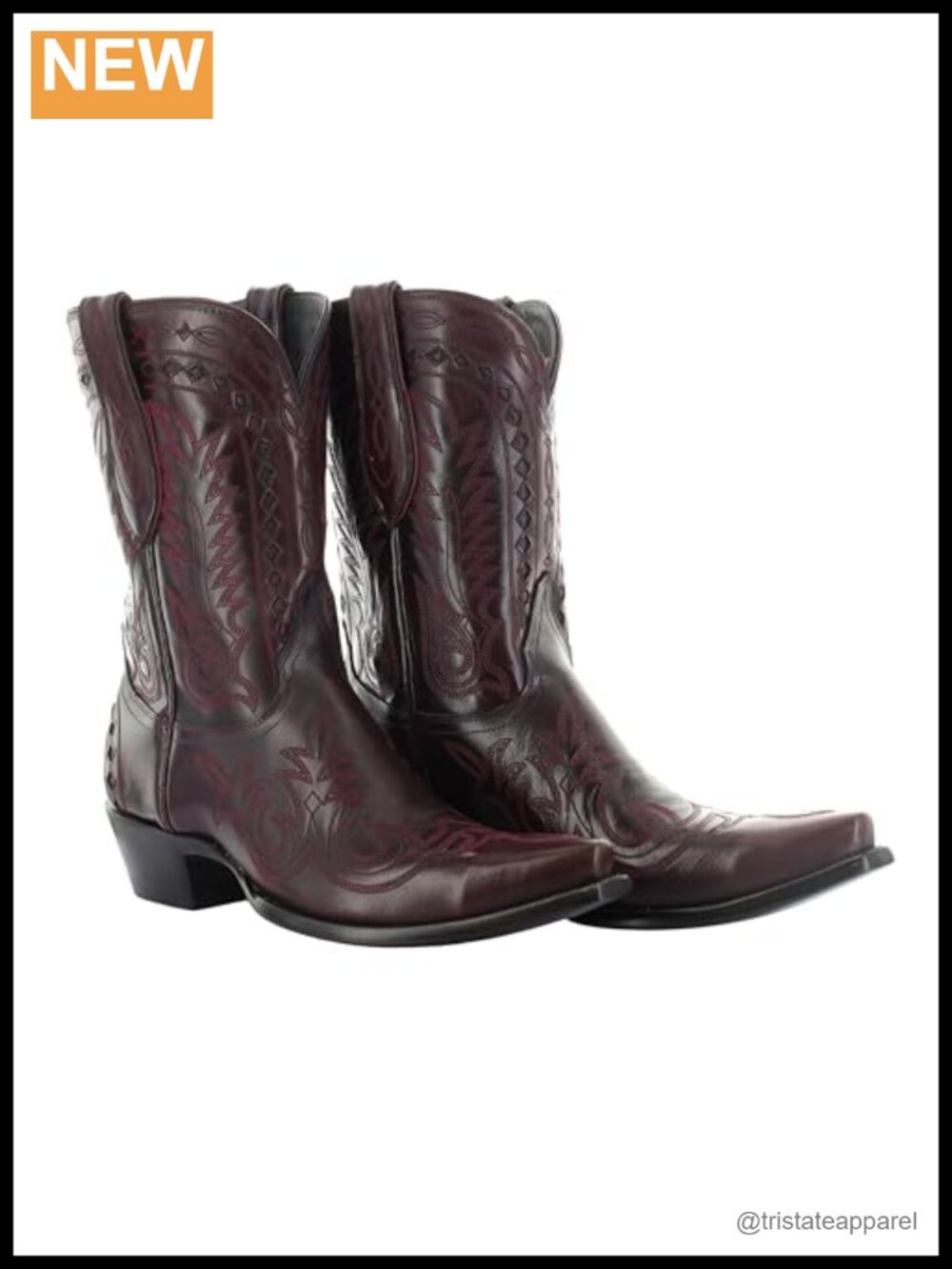 Texas Jack Western Snip Toe Boot, Handcrafted Leather, 10" Shaft